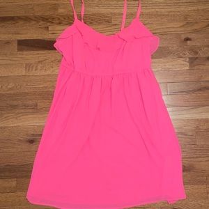 Torrid hot pink chiffon skater dress